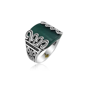 925 Sterling Silver <b>Men</b> <b>Ring</b> With Green Stone And Crown Design For Anniversary Engagement Gift Party - Product Image 1