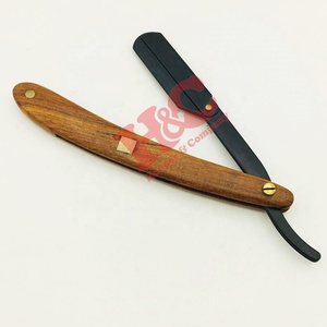 Rasoirs professionnels pour barbiers, manche en bois coloré, lame interchangeable, rasoir en acier inoxydable, logo privé accepté, pour salon - Product Image 2