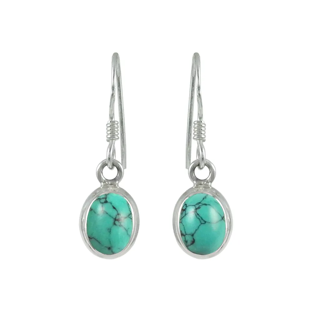 Latest design turquoise gemstone earring wholesale silver jewelry 925 sterling silver handmade earrings suppliers