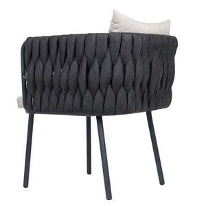 เก้าอี้รับประทานอาหารเชือกทอจากนักออกแบบพร้อมที่นั่งหุ้มเบาะนุ่มและกรอบโลหะเคลือบด้วยผงความสะดวกสบายแบบทันสมัยและดีไซน์สวยงาม - Product Image 6