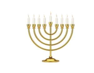 Venta al por mayor de oro religioso de 7 brazos acabado clásico Menorah Hanukkah centro de mesa judío precio barato portavelas - Product Image 6
