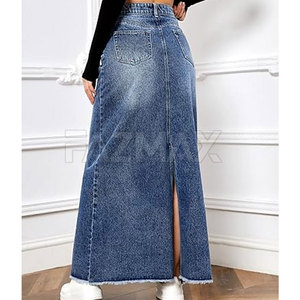 <b>High</b> Quality Customized Breathable Cotton Women Casual Workout Jeans Skirt with Pocket Solid Pattern All Seasons Wholesale - Product Image 2