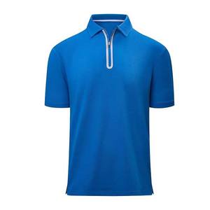 Polo de golf para hombre con media cremallera al por mayor, Camisa de algodón de talla grande con logotipo personalizado bordado estampado, camisas de verano de color azul real - Product Image 1