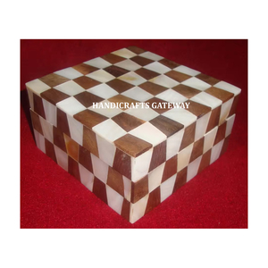 Belle mère de perle incrustation forme carrée boîtes à bijoux en bois Floral fait à la main brillant conçu pour les cadeaux en bois boîte à bijoux - Product Image 1