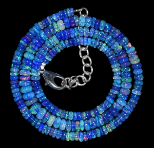 Collar de Plata con Cuentas de Ópalo de Fuego Etíope Natural de 3x5 mm, 18 Pulgadas, AAA, Joyería Étnica Hecha a Mano, Piedra Preciosa al por Mayor - Product Image 1