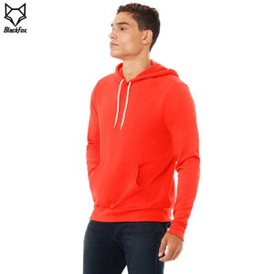 Sweat-shirt à capuche rouge pour homme, coupe classique, en molleton de coton, couleur unie, avec poche, pour l'automne - Product Image 2