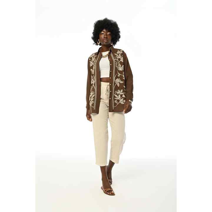 WOMEN'S EMBROIDERED OVERSIZED CUT SHIRT