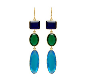 Golden Glamour Multistone Brass Drop Earrings - Product Image 1