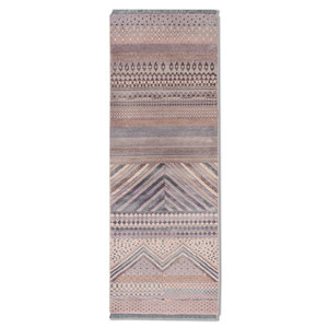 Manchaha Hand Knotted Wool & Bamboo Silk Rugs <b>Red</b> & Orange with Geometric Pattern for Home Use-Les-2744 - Product Image 1