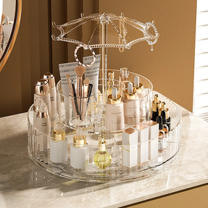 Organisateur de maquillage en plastique de luxe, étagère de coiffeuse, grande capacité, soins de la peau, boîtes à crayons à sourcils, à lèvres, transparentes, cosmétiques de bureau - Product Image 5