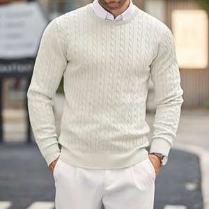 Vente en gros automne hiver chandails pour hommes avec décoration de logo sur mesure tricotés décontractés chauds élégants de haute qualité dernier cri - Product Image 2