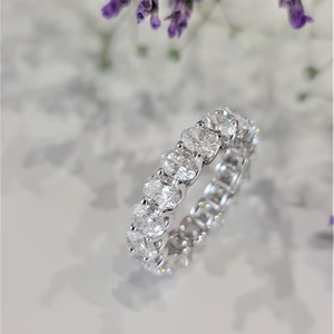 แหวนแต่งงานเพชรแล็บทรงรี 6 กะรัต คุณภาพ VS สี EF ชุบทองคำขาว 14K ดีไซน์ทันสมัยสำหรับผู้หญิง - Product Image 3