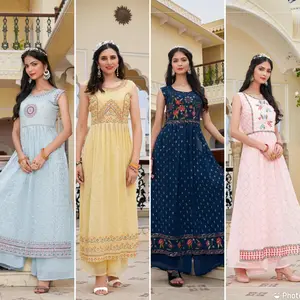 فستان نسائي طويل بتصميم جديد من Anarkali, فستان طويل وجذاب للنساء من الهند بتصميم جديد متعدد الألوان بملابس عرقية