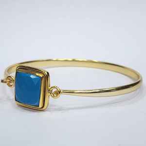 925 เงินสเตอร์ลิงชุบทองคุณภาพดีเยี่ยมพลอยเทอร์ควอยซ์พลอยแฮนด์เมดออกแบบกําไลข้อมือวินเทจ - Product Image 4