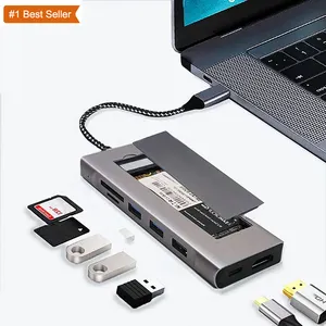 Jumon HUB USB 8-IN-1 avec stockage sur disque PD100W USB C vers HDMI compatible M.2 SSD HUB Dock Station pour Macbook Pro Air M1 M2