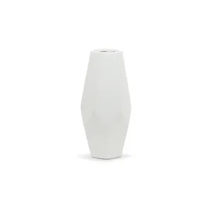 CGV0913WT - Grand vase géométrique blanc - 5,7 L x 12,5 H - Product Image 1