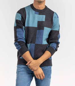 Pull décontracté à col rond et à manches longues pour homme, pull en tricot à imprimé graphique et lettres pour l'automne et l'hiver à prix réduit. - Product Image 5