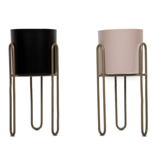 Ensemble de 2 jardinières en métal personnalisées en acier inoxydable avec support pour pots de fleurs pour le salon et la décoration intérieure fabricant indien usine - Product Image 1