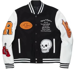 Veste universitaire pour hommes et femmes, mélange de coton, col montant, broderie personnalisée, nom et numéro, style baseball, streetwear, manteau d'hiver - Product Image 3