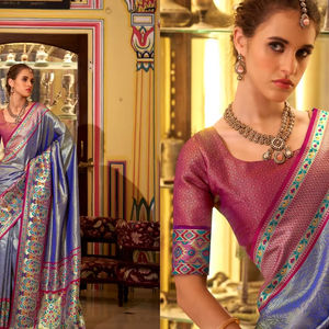 ส่าหรีผ้าไหมที่ทันสมัยลายดอกไม้สดใสเนื้อนุ่มสำหรับผ้าพันคอ - Product Image 1