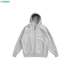 Prix de gros – Sweat à capuche thermique zippé fabriqué au Pakistan 2024 – Logo avant – 80 % coton 20 % polyester – Épaules tombantes – Séchage rapide - Product Image 4