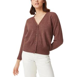 Cardigan tricoté élégant et décontracté à col en V pour femmes Saison d'hiver personnalisée Nouveau pull Bouton Décoration Fabricants de tricots solides - Product Image 1