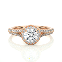 Bague de fiançailles Aniva Classic Factory Custom avec diamant de laboratoire certifié IGI VVS CVD, or 10K 14K, halo double rangée de diamants sur la tige