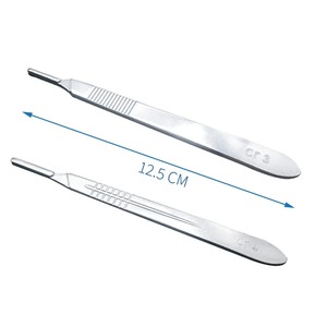 Manija de Bisturí de Acero Inoxidable de Grado Alemán con Escala, Herramienta Quirúrgica Dental Veterinaria # 3 & # Portacuchillas para 4 Cuchillos - Product Image 1