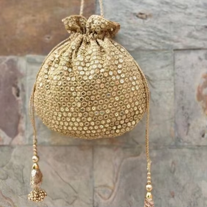PARTY & WEDDING POTLI <b>BAGS</b> WITH EMBELLISHED WITH CRYSTAL GLASS BEADS STONE <b>PEARL</b> , ZARDOZI WORK-2021 - Product Image 4