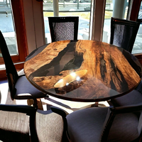 Table à manger/à café de luxe moderne en résine et bois d'acacia, faite à la main, résistante à l'eau, pour usage intérieur, décoration de la maison, salon, retraite, Diwali