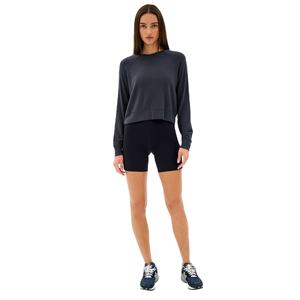Sweat-shirt court en coton mélangé pour femme coupe régulière col rond pull décontracté haut manches longues pour automne printemps pour l'hiver - Product Image 5