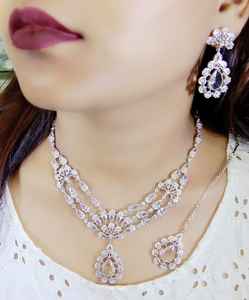 Premium Quality Indian Jewellery American Diamond Zircon <b>Necklace</b> Set Handmade Bulk Product Customised <b>Necklace</b> - Product Image 4