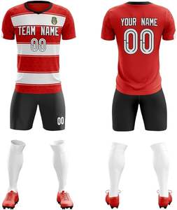 Conjunto de fútbol personalizado Diseño Club Nombre del equipo Jersey Precios baratos Conjunto de camisetas de la mejor calidad Uniformes de fútbol sublimados 100% Poliéster - Product Image 5