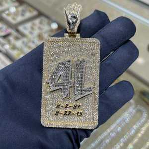 Pendentif commémoratif personnalisé de 4 L avec cristaux VVS et strass, plaqué or, bijoux hip-hop de luxe, collier - Product Image 4