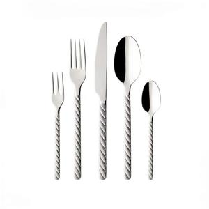 Ensemble de couverts à manche torsadé en acier inoxydable vaisselle de table ensemble de couverts couleur argent ensemble de 5 fourchette cuillère et couteau - Product Image 1