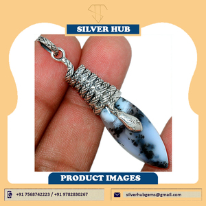 Impresionante Colgante de Serpiente de Plata de Ley 925 con Piedra Preciosa de Ópalo Dendrítico Natural, Joyería Hecha a Mano en Plata, Regalo de Cumpleaños para Ella - Product Image 4