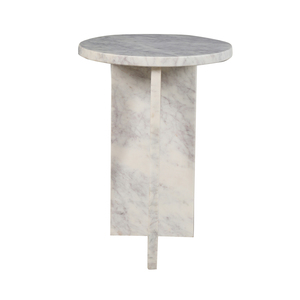 Mesa de Noche Redonda de Mármol Natural Hecha a Mano Moderna, Pedestal de Piedra Blanca, Muebles de Lujo para Decoración de Comedor y Sala de Estar - Product Image 3