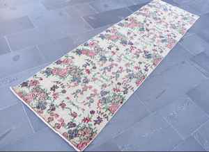 Personnalisable 2.4X8.5 pieds Boho Vintage cuisine couloir tapis fait à la main tapis en laine naturelle abstrait rustique décor turc zone - Product Image 5