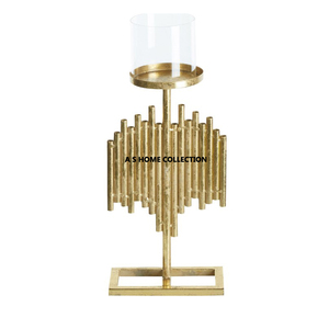 Portavelas DE HURACANES decorativo de Metal personalizado dorado para decoración del hogar centro de mesa iluminación de jardín boda - Product Image 1