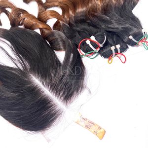 ผมแท้เวียดนามคุณภาพสูงสุด ราคาสุดคุ้ม สีออมเบรแบบเด้งดึ๋ง  ชุดต่อผมพร้อมเชือกผูกปิดผม ปี 2025 - Product Image 2