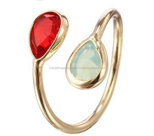 Meilleur à la main arc-en-ciel pierre de lune Cabochon bague en pierres précieuses bijoux de mode argent laiton broche réglage pour fête anniversaire - Product Image 4