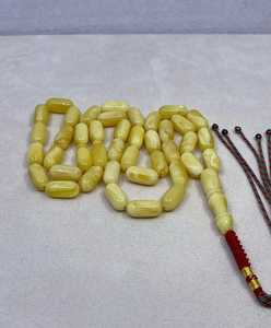 ลูกปัดทำมือมุสลิมอิสลามลูกประคำสีเหลืองอำพัน tasbih ลูกปัด tasbih 10มม. - Product Image 1