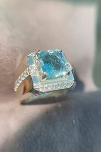 Bán buôn/silverrings/người đàn ông của đồ trang sức/tự nhiên Aquamarine Studded/Đảng nhẫn không có nhiệt không có điều trị đá quý từ Việt Nam - Product Image 4