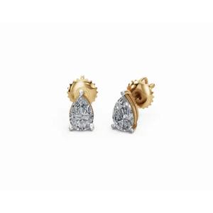 Boucles d'oreilles clous en or 9 carats de qualité supérieure avec diamant solitaire en forme de poire, bijoux de laboratoire, vente en gros, fournisseur OEM, exportateur B2B - Product Image 4
