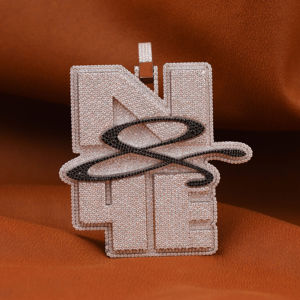 จี้เพชรสำหรับ925สเตอร์ลิงเงินแท้จี้เพชรสไตล์ฮิปฮอปสีดำและสีขาวของขวัญตามสั่ง - Product Image 1