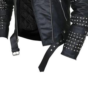<b>Men</b> PU Leather Motorcycle <b>Jacket</b> <b>Fur</b> Trim Front Logo Customizable High Street Style Zipper Closure Wholesale - Product Image 5