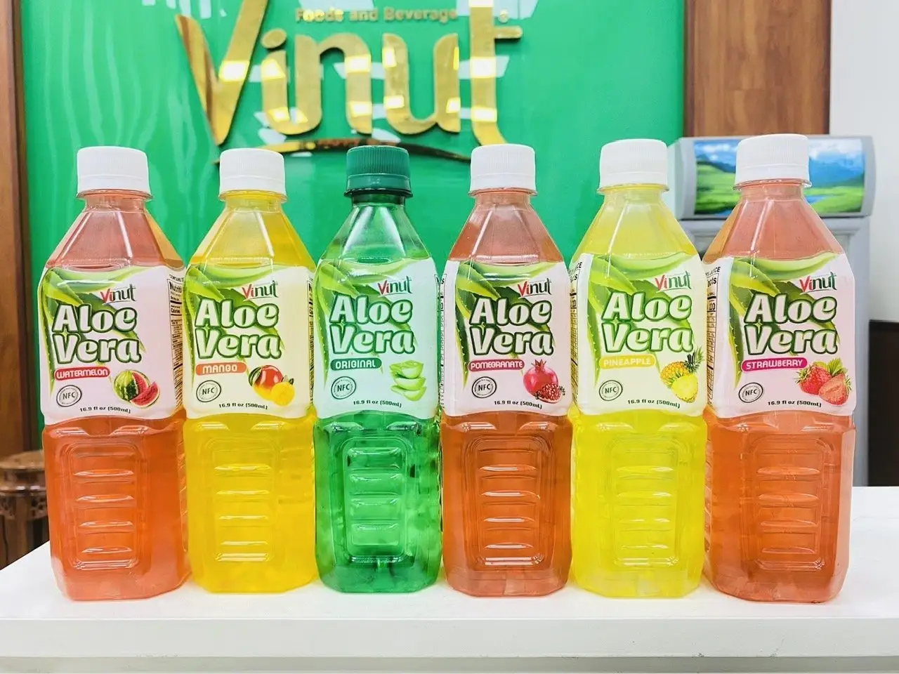 Bebida de suco de Aloe Vera 500ml Vinot sem adição de açúcar, amostra grátis, marca própria, fornecedores por atacado (OEM, ODM)