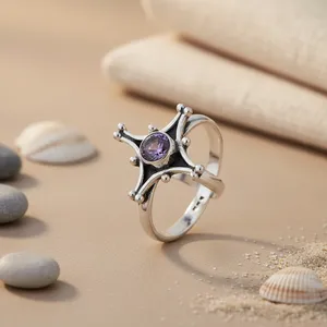 925 Silver <b>Gold</b> Plated Amethyst Vintage Bezel Set <b>Cocktail</b> <b>Ring</b> for Women Gemstone Jewelry Gift Elegant and Luxurious - Product Image 3