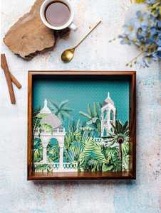 Ensemble de plateaux de service en bois imprimés sur mesure Plateaux de mariage multifonctionnels pour le dîner Accessoire de cuisine Peint à la main Fourniture en gros - Product Image 2