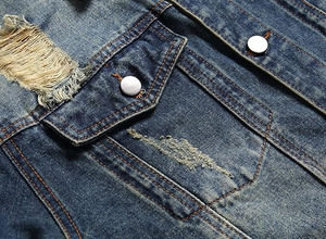 Chaqueta vaquera delgada desgastada para hombre Chaqueta vaquera superior para hombre Chaqueta vaquera Vintage para hombre - Product Image 5